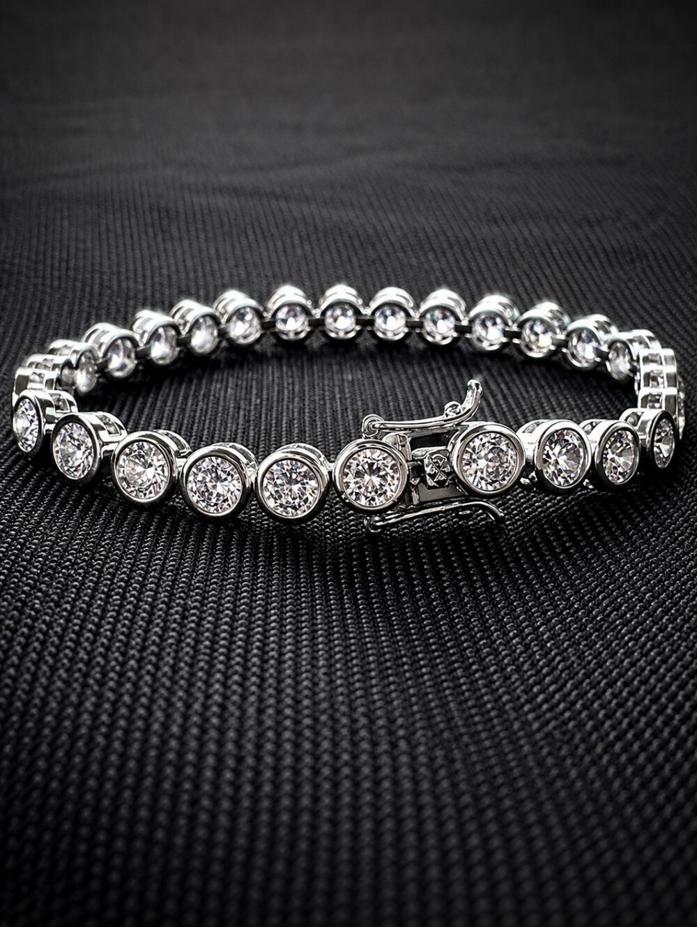 Bezel Tennis Bracelet in White Gold